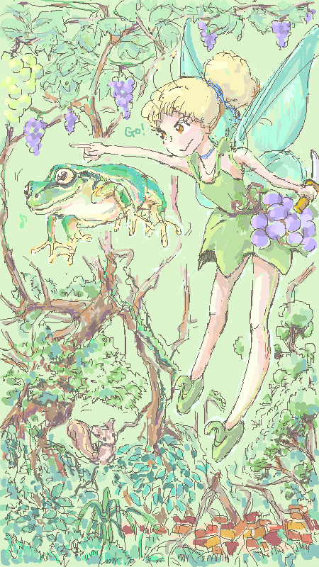 カエルちゃんとブドウ狩り   by scrambQ 450 x 800
