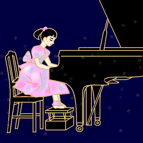 ピアノを弾く女の子   by ヤッホー 500 x 500
