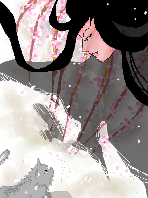 「枝垂桜の精と猫」イラスト/YBスマホ (オリジナルお絵かき掲示板) 04/24 20:51