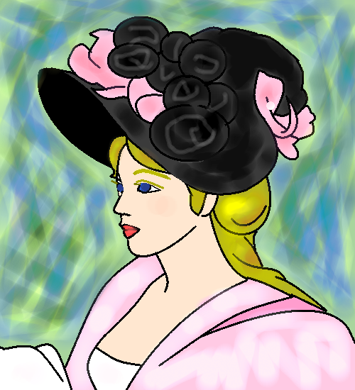 『ピンクと黒の帽子の若い娘』 by ヤッホー ( PaintBBS NEO ) 
