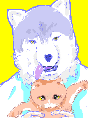 MAN WITH A CAT   by YBスマホ 300 x 400