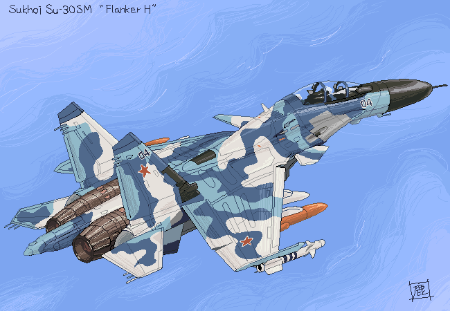Sukhoi Su-30SM”Flanker H”   by 鹿丸煮 650 x 450