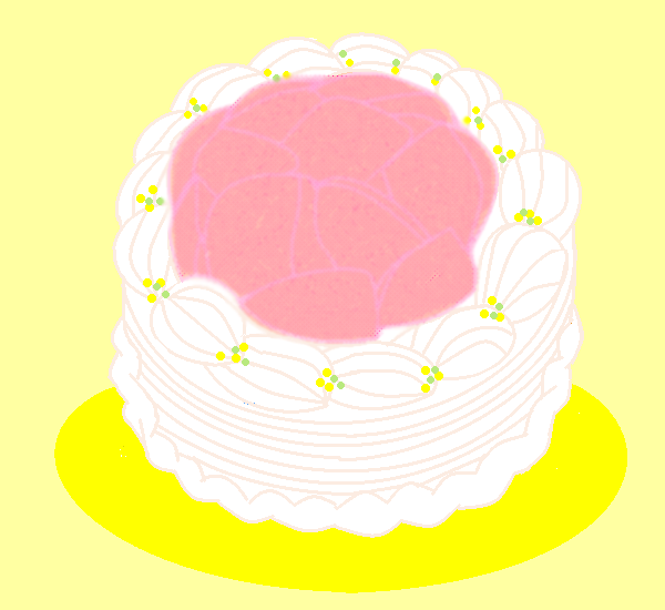 桃と生クリームのケーキ  by ヤッホー 600 x 550