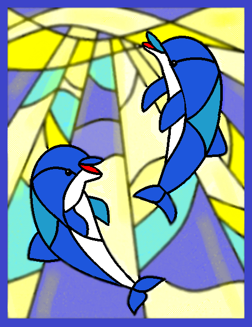 イルカのステンドグラス by ヤッホー ( PaintBBS NEO ) 